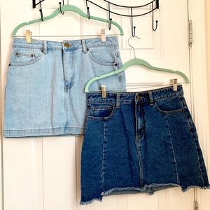 Lot of 2 Denim Skirt Light Dark Wash Cute